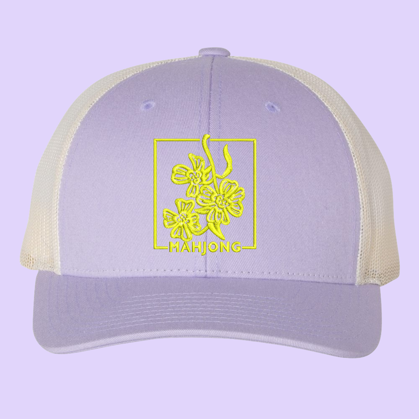 Embroidered Mahjong Hat in Lavender