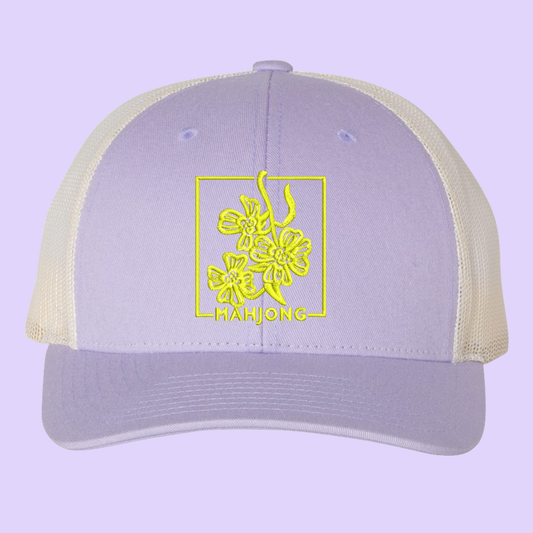 Embroidered Mahjong Hat in Lavender